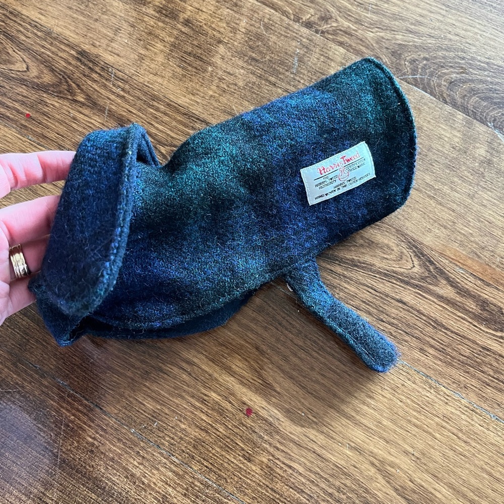 Harris Tweed tartan dog jacket/sweater wool XS green/blue
